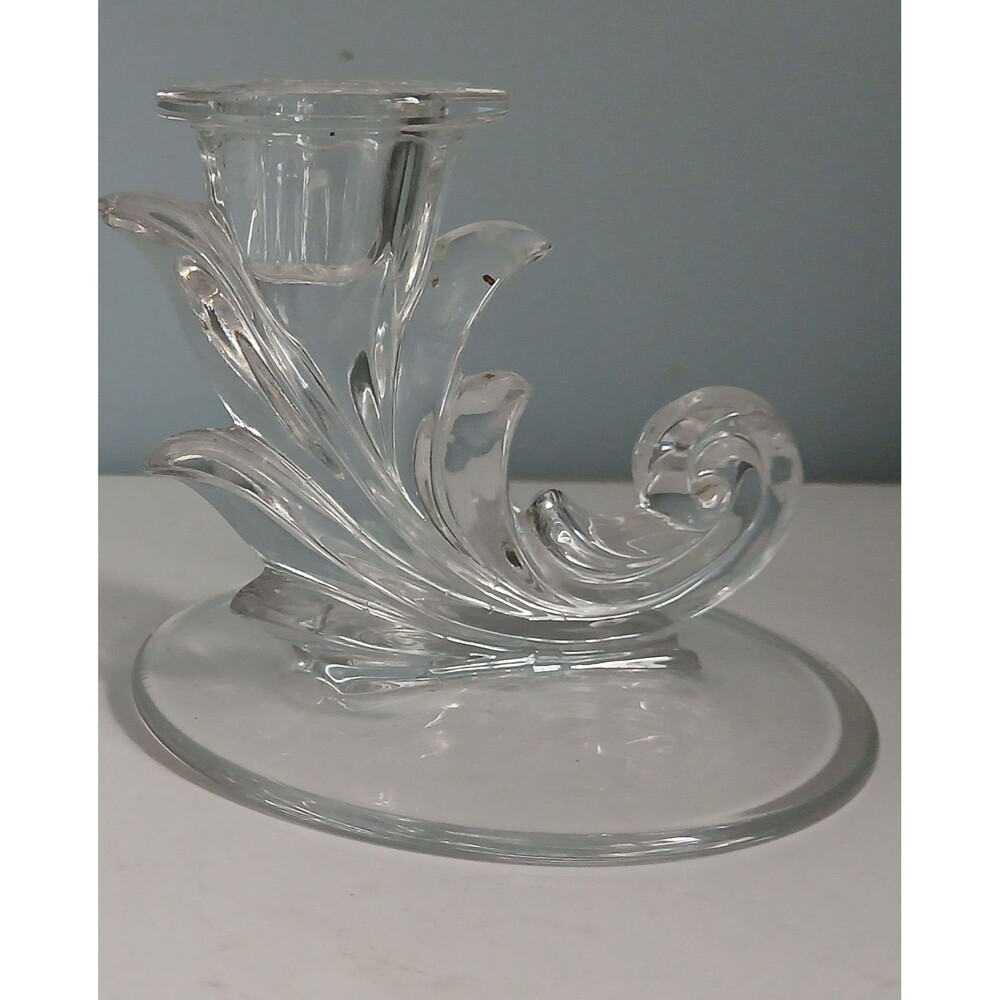 Vtg Fostoria Crystal Baroque 4” Pair Candel Holders glass